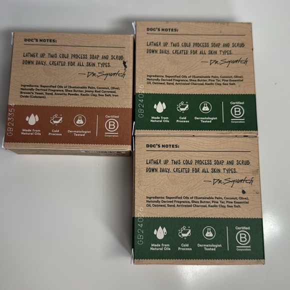 Dr. Squatch Men's Soap Trio pine tar 2 pc 1 pcwood barrel bourbon - Picture 2 of 4